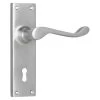 Tradco 0913 Victorian Lever On Skeleton Key Long Backplate - Satin Chrome -Security Door Locks tha 0913 1