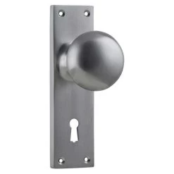Tradco 0916 Victorian Knob On Skeleton Key Long Backplate - Satin Chrome
