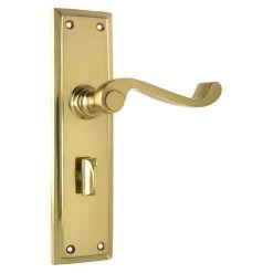 Tradco 1004P Milton Lever On Privacy Long Backplate - Polished Brass