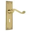 Tradco 1005 Milton Lever On Skeleton Key Long Backplate - Polished Brass -Security Door Locks tha 1005 1