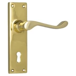 Tradco 1038 Victorian Lever On Skeleton Key Long Backplate - Polished Brass
