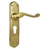 Tradco 1042E Windsor Lever On Euro Cylinder Hole Long Backplate - Polished Brass -Security Door Locks tha 1042e 1
