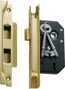 Tradco 1138 3 Lever 44mm Backset Rebated Mortice Lock - Polished Brass
