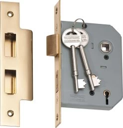 Tradco 2143 5 Lever High Security 57mm Backset Mortice Lock - Polished Brass