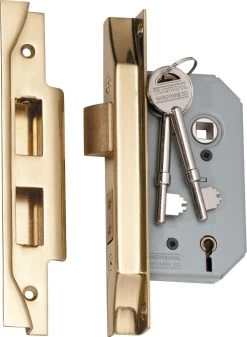 Tradco 2146 5 Lever High Security 46mm Backset Rebated Mortice Lock - Polished Brass