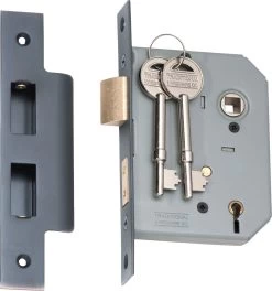 Tradco 2159 5 Lever High Security 57mm Backset Mortice Lock - Antique Copper
