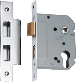 Tradco 2169 Euro High Security 57mm Backset Mortice Lock - Chrome Plate