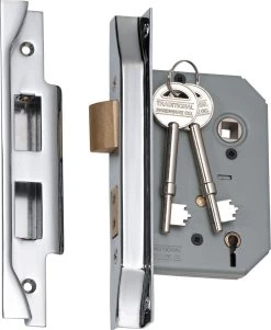 Tradco 2171 5 Lever High Security 57mm Backset Rebated Mortice Lock - Chrome Plate