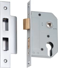 Tradco 2176 Euro High Security 46mm Backset Mortice Lock - Satin Chrome