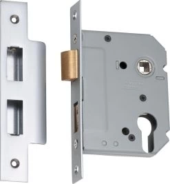 Tradco 2177 Euro High Security 57mm Backset Mortice Lock - Satin Chrome