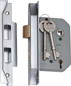 Tradco 2179 5 Lever High Security 57mm Backset Rebated Mortice Lock - Satin Chrome