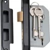 Tradco 2186 5 Lever High Security 46mm Backset Rebated Mortice Lock - Matte Black -Security Door Locks tha 2186 1
