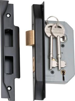 Tradco 2186 5 Lever High Security 46mm Backset Rebated Mortice Lock - Matte Black