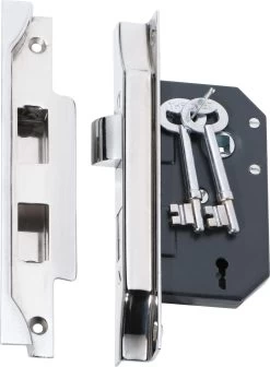 Tradco 2214 3 Lever 44mm Backset Rebated Mortice Lock - Chrome Plate