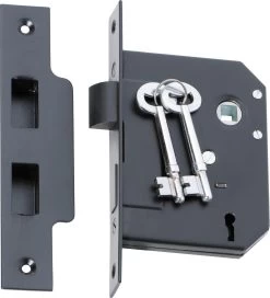 Tradco 2261 3 Lever 57mm Backset Mortice Lock - Matte Black