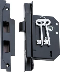 Tradco 2265 3 Lever 57mm Backset Rebated Mortice Lock - Matte Black