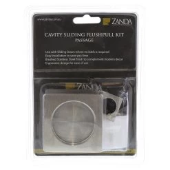 Zanda 5330 Square Cavity Sliding Door Passage Set - Satinless Steel